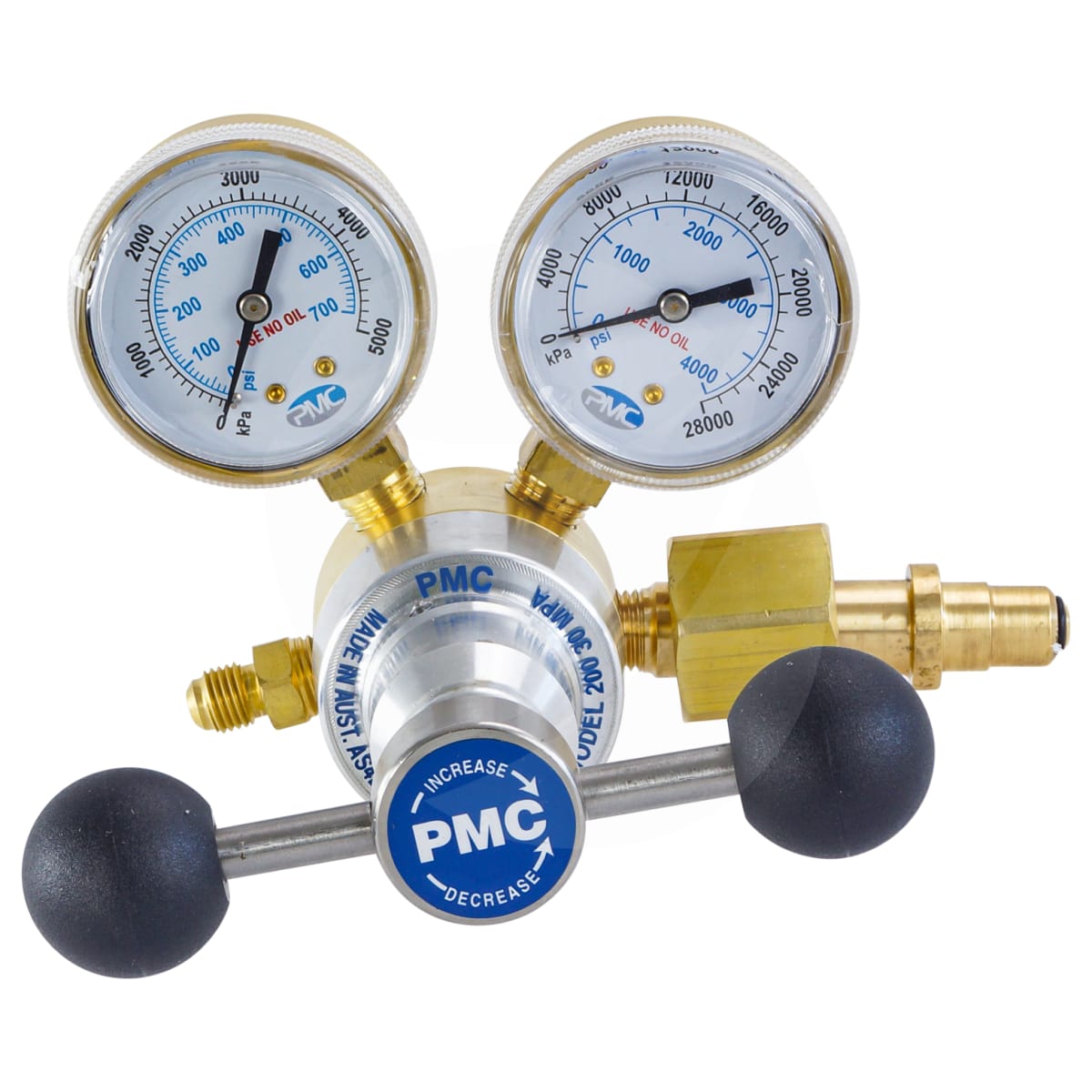 NITROGEN REGULATOR, PMC, WITH GAUGES, TBAR, SUITS TYPE 50 CYLINDER